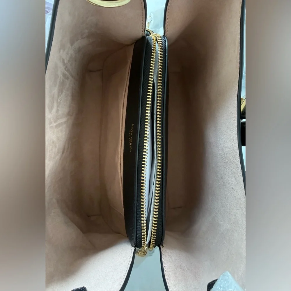 NWT Kate Spade Deco Crossbody Tote Handbag Black/Gold KI557